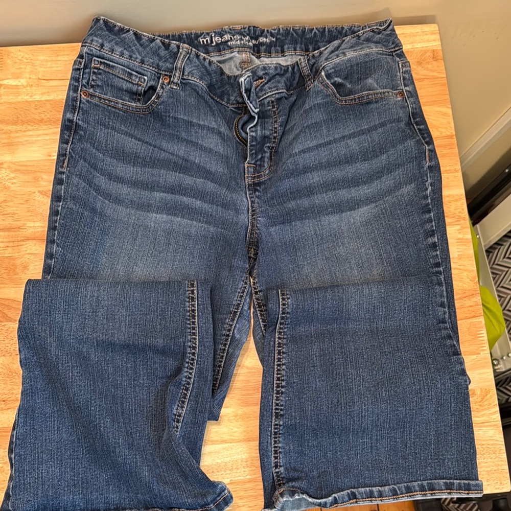 Maurices Blue Flare Wide Leg Jeans with Subtle Fading